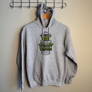 Sesame Street Oscar the Grouch Talkin Trash Hoodie Sweatshirt Gray Medium NEFF